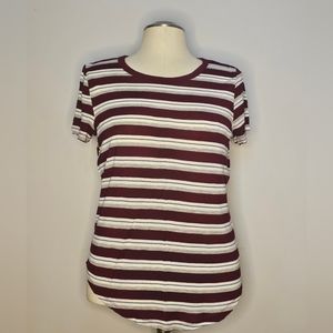 Multicolor horizontal stripe crew neck tee